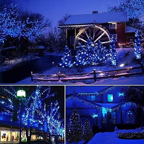 Toodour Solar Christmas Lights, 72ft 200 LED 8 Modes Outdoor Christmas String Lights, Waterproof Solar String Light for Xmas Tree, Fence, Holiday, Party, Balcony, Outdoo Xmas Decorations - Blue