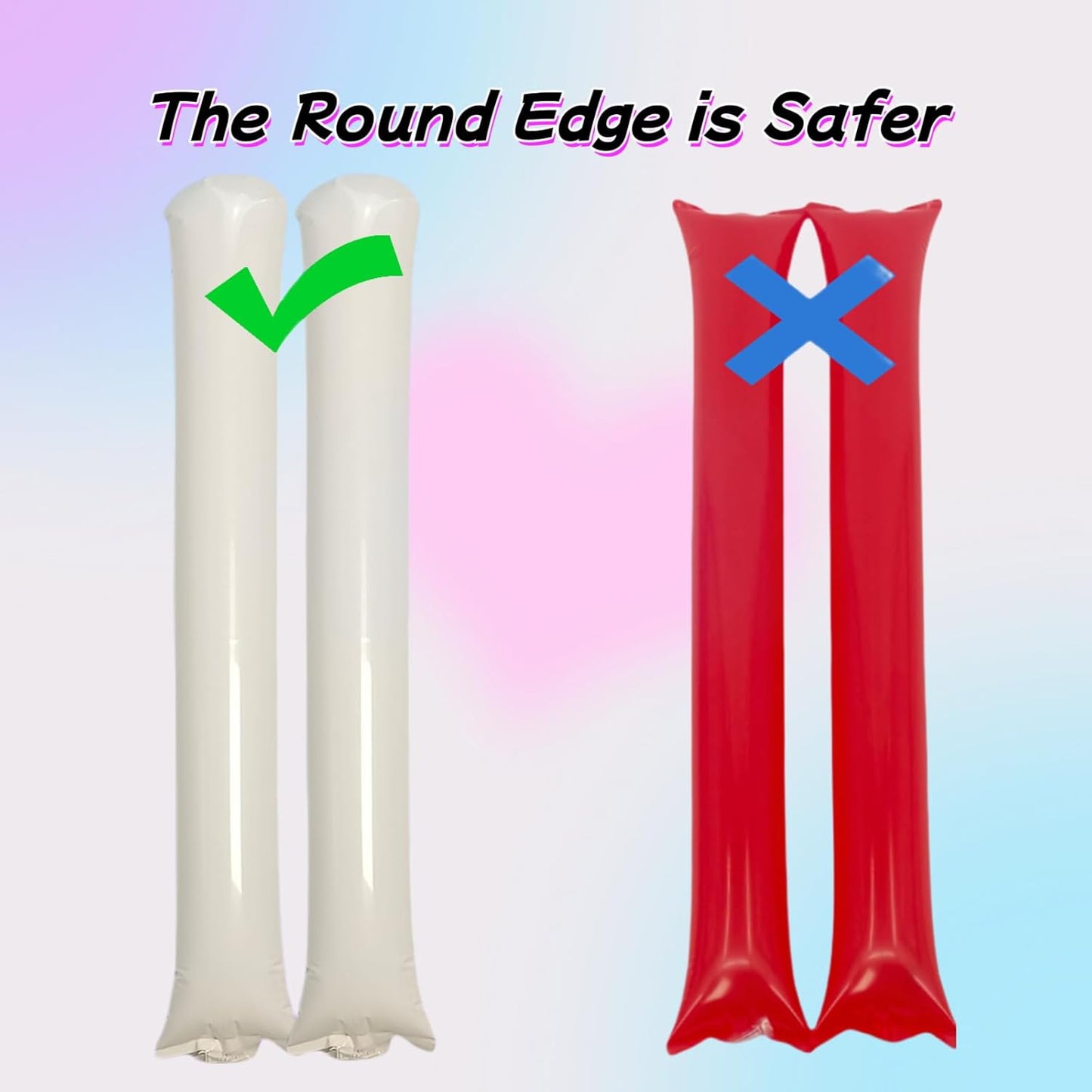 40pcs Round headTeam Spirit Boom Sticks Thunder Sticks Cheering Sticks Team Spirit Plastic Cheerleading Spirit Stick Clapper Inflatable Noise Maker Sports Supply (White)