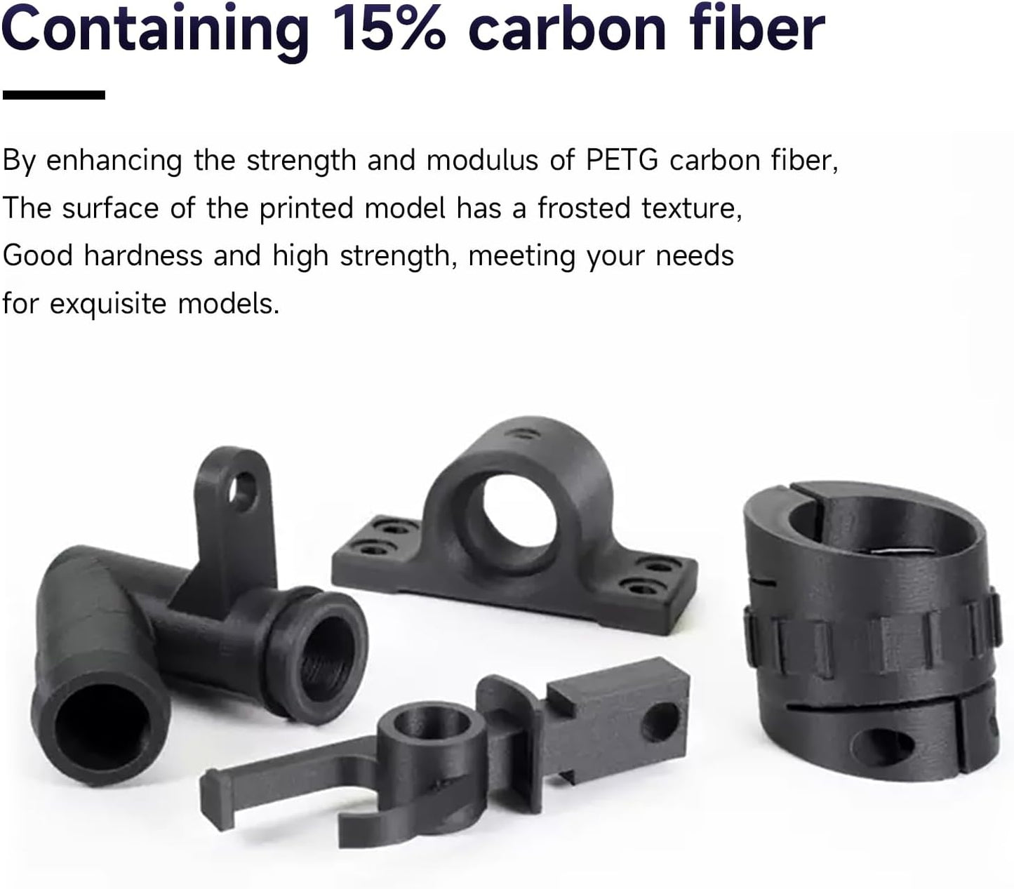 Kingroon PETG CF Filament 1.75mm 3D Printer Filament Black Carbon Fiber Pla Filament 1kg Filament Dimensional Accuracy +/- 0.02mm, Fit Most FDM Printer