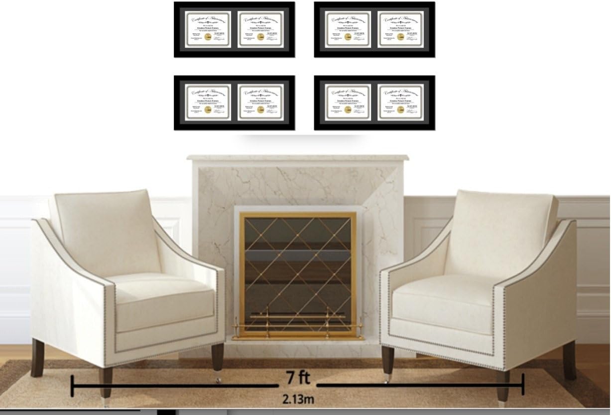 Creative Picture Frames [14x30bk-b Black Horizontal Double Diploma Frame with 2 opening Black Mat, Holds 2-10x12-inch Documents with Wall Hanger