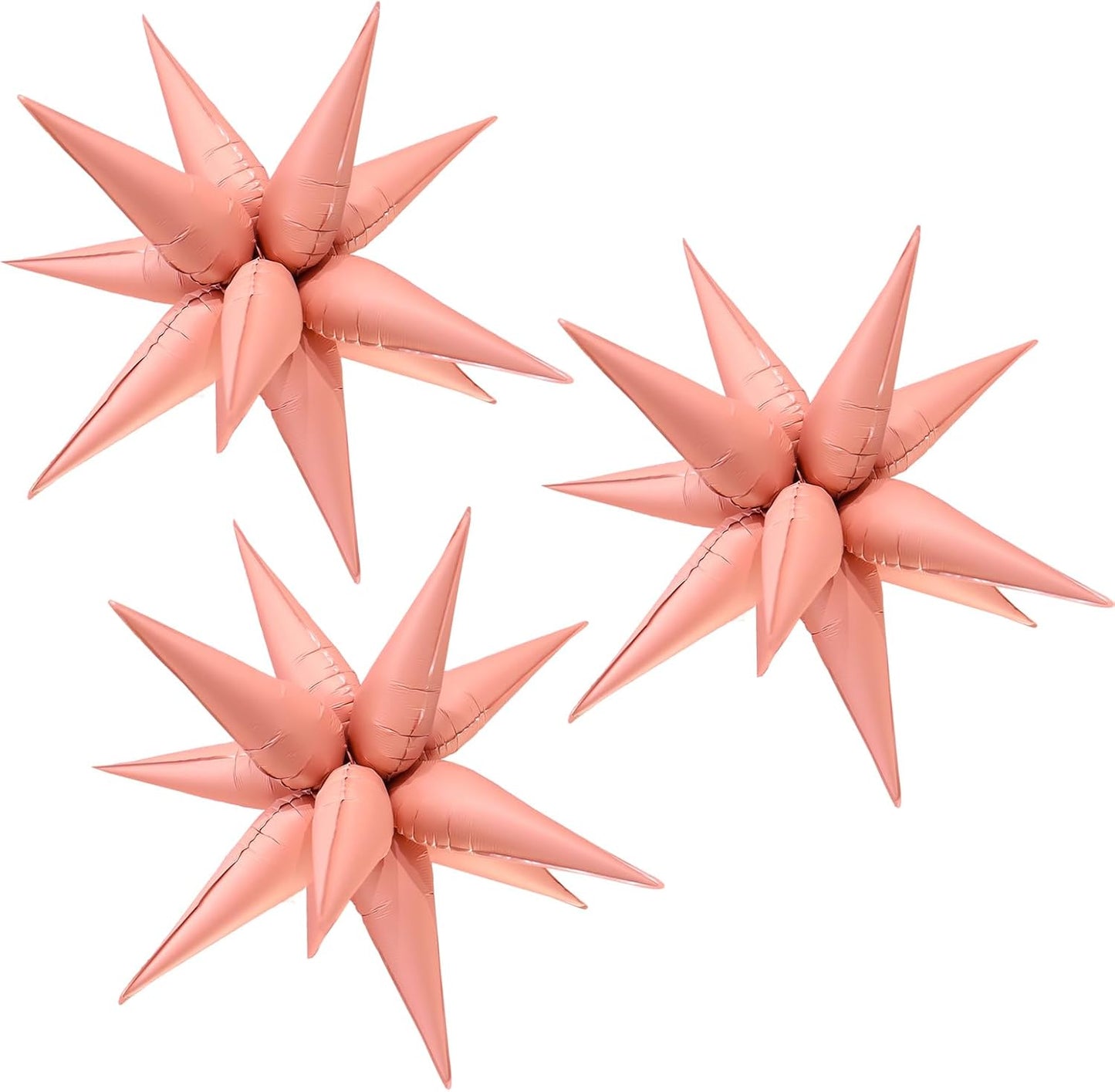 3pcs 26inch 3D matte pink Explosion Star foil balloon, matte pink Foil Cone Star burst Balloons for Birthday Wedding New Year Party Event