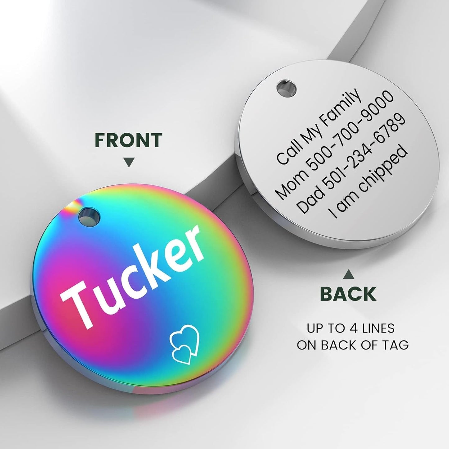 YEHANTI Dog Tags Engraved for Pets Personalized, Custom Stainless Steel Dog Tags and Cat Tags with Various Cute and Beautiful Icons, Double Sided Engraved Pet ID Tags Dog Name Tag, Round