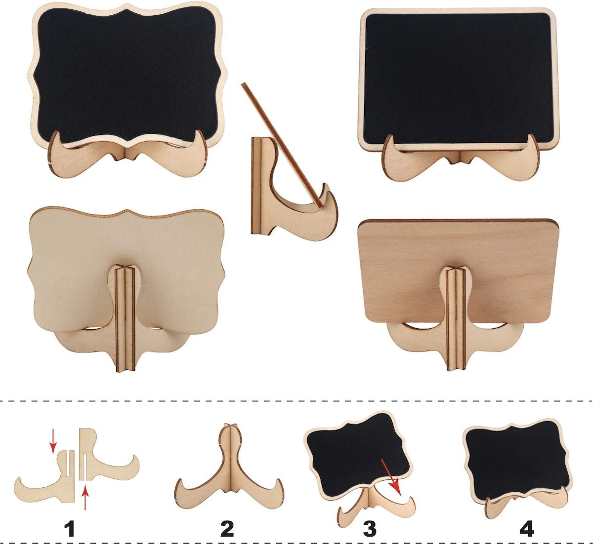 ONUPGO 20 Pack Mini Chalkboards Signs with 1 Liquid Chalk Marker, Small Wooden Chalkboard Labels with Support Easels, Place Cards Food Signs Blackboards for Table Numbers, Weddings, Party Decoration