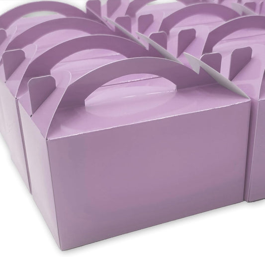30-Pack Lavender Mist Gable Treat Boxes with Handles, 6" Pop-Up Party Favor Gift Boxes for Birthday,Wedding,Baby Shower, Eco-Friendly Candy, Cookie, Goodie Bags for Kids, Bachelorette Decor
