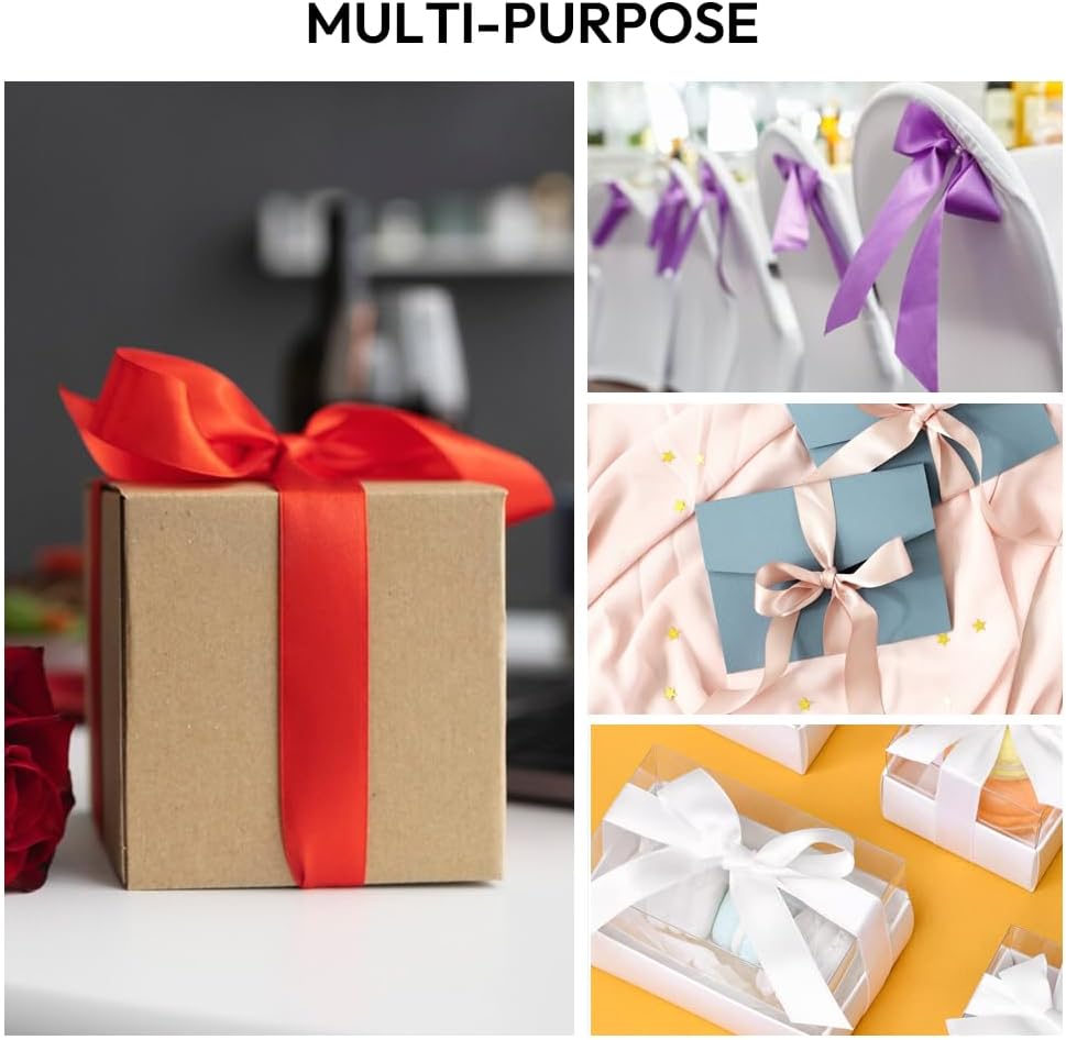 3/8 Inch 25 Yards Satin Ribbon Wine Red, Solid Color Fabric Ribbon for Gift Wrapping, Wedding, Polyester Gift Ribbon for Birthday Party Decoration, Craft, Hair, Floral, Sewing