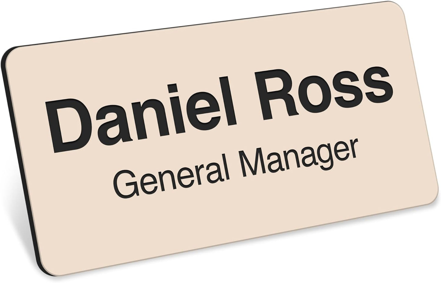 My Sign Center Magnetic Almond Black Name Tags, Personalized - 1.5x3 Inches, Durable Engravable Impact Material, Made in USA