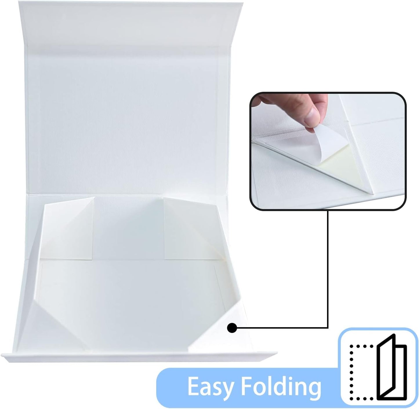 LIFELUM White Gift Boxes 2 Pack 13.85 x 8.35 x 4.45 Large Gift Boxes with Magnetic Lid Wedding Box for Presents Contains Card, Ribbon, Shredded Paper Filler Box for Gift