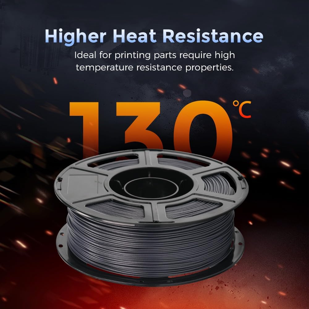 FLASHFORGE Carbon Fiber PETG Filament 1.75mm, Carbon Fiber PETG 3D Printer Filament, 1KG Spool Dimensional Accuracy +/- 0.02mm, Lightweight & Heat-Resistant & Moisture Free (Volcanic Rock Gray)