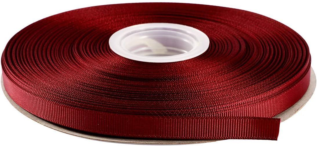 ITIsparkle 3/8" Inch Grosgrain Ribbon 50 Yards-Roll Set for Gift Wrapping Scrap Books Party Favor Hair Braids Baby Shower Decoration Cake Decoration Floral Arrangement Craft Supplies, Burgundy 277#