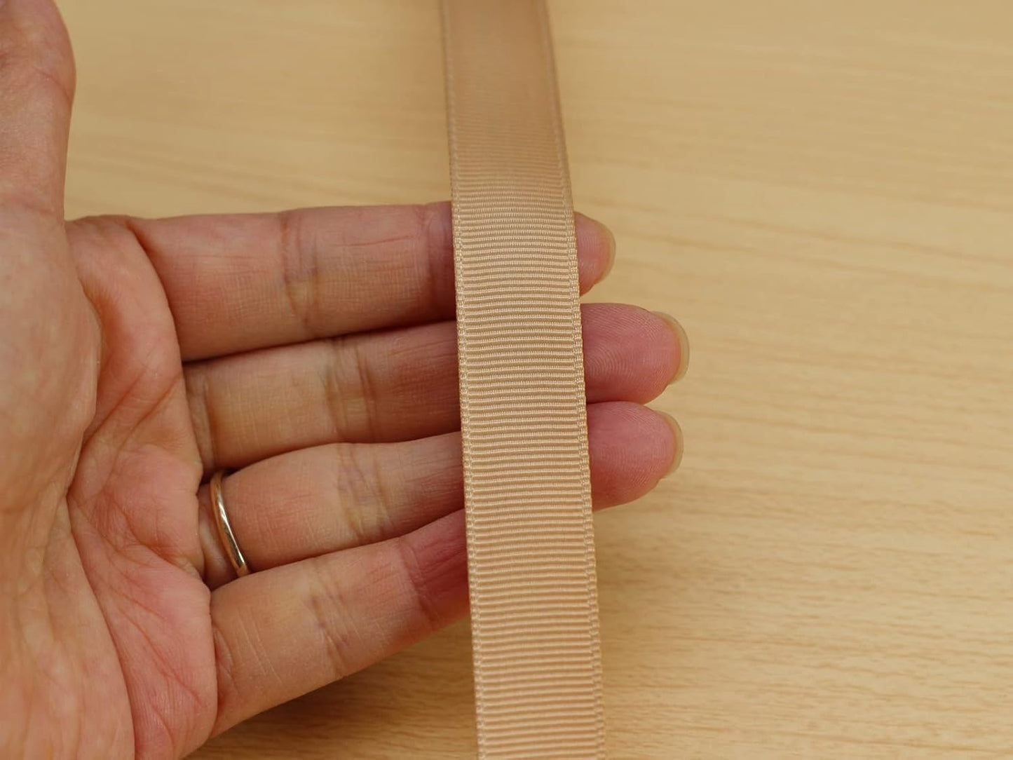 Jesep One Roll 100 Yards 5/8" Soild Grosgrain Ribbon Boutique Gift Wrapping Package Ribbon, DIY Crafts Bow Hair Headband Accessories Assorted Ribbon#835 (5/8" 15mm, Khaki)