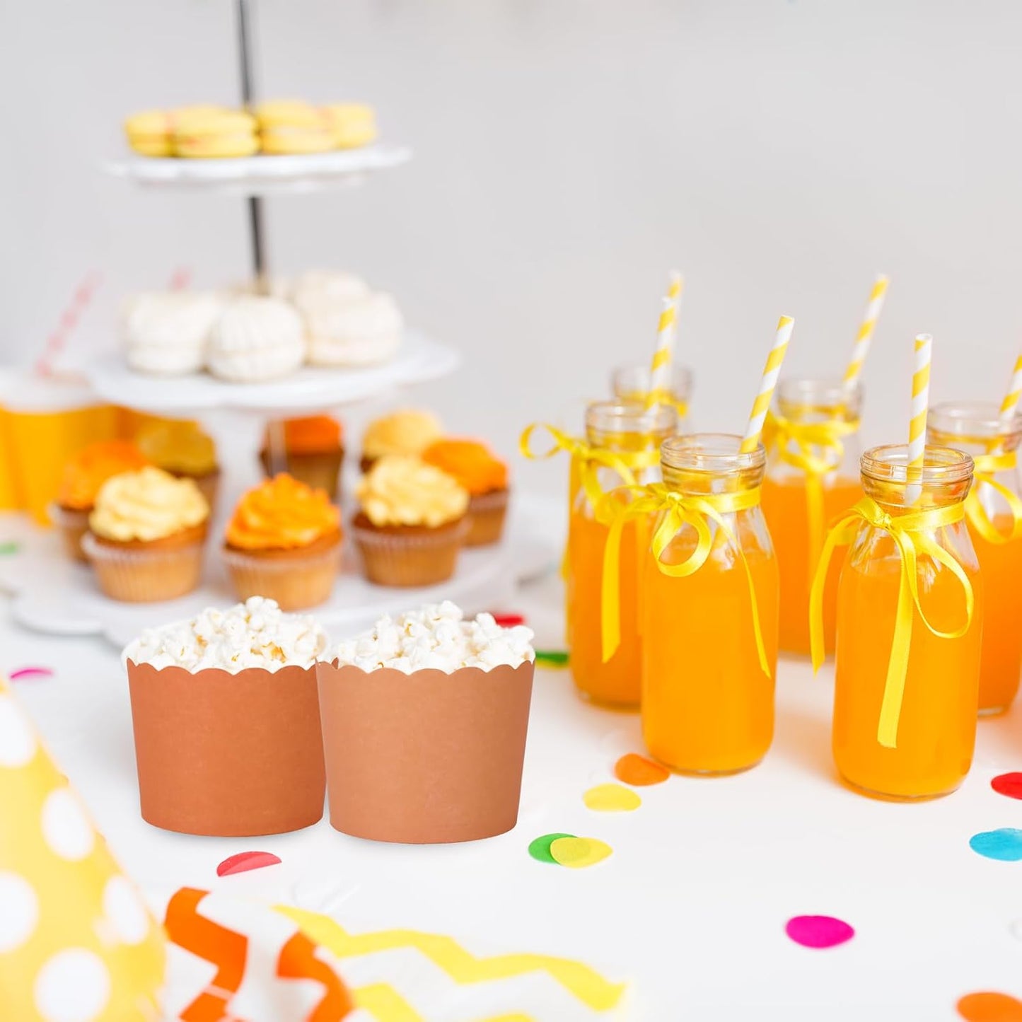 Whaline 120Pcs Orange Paper Baking Cups Scalloped Edge Cupcake Wrappers Gradient Orange Cupcake Muffin Cases for Fall Thanksgiving Party, 3 Colors