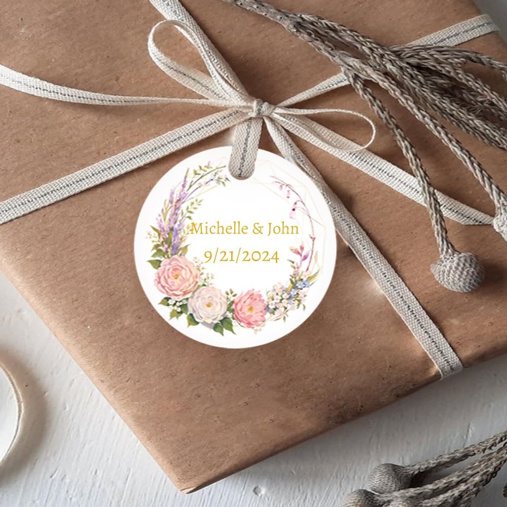 Personalized Tags for Favors, Customized Hang Tag for Clothing, Custom Gift Tags, Customized Gifts Wrapping Labels, Wedding Items Birthday Party Favors with String (Round Shape)