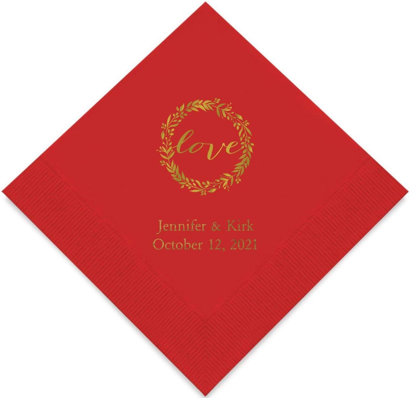 Weddingstar Personalized Printed Paper Napkins 3-Ply 50 Pack - Luncheon Red