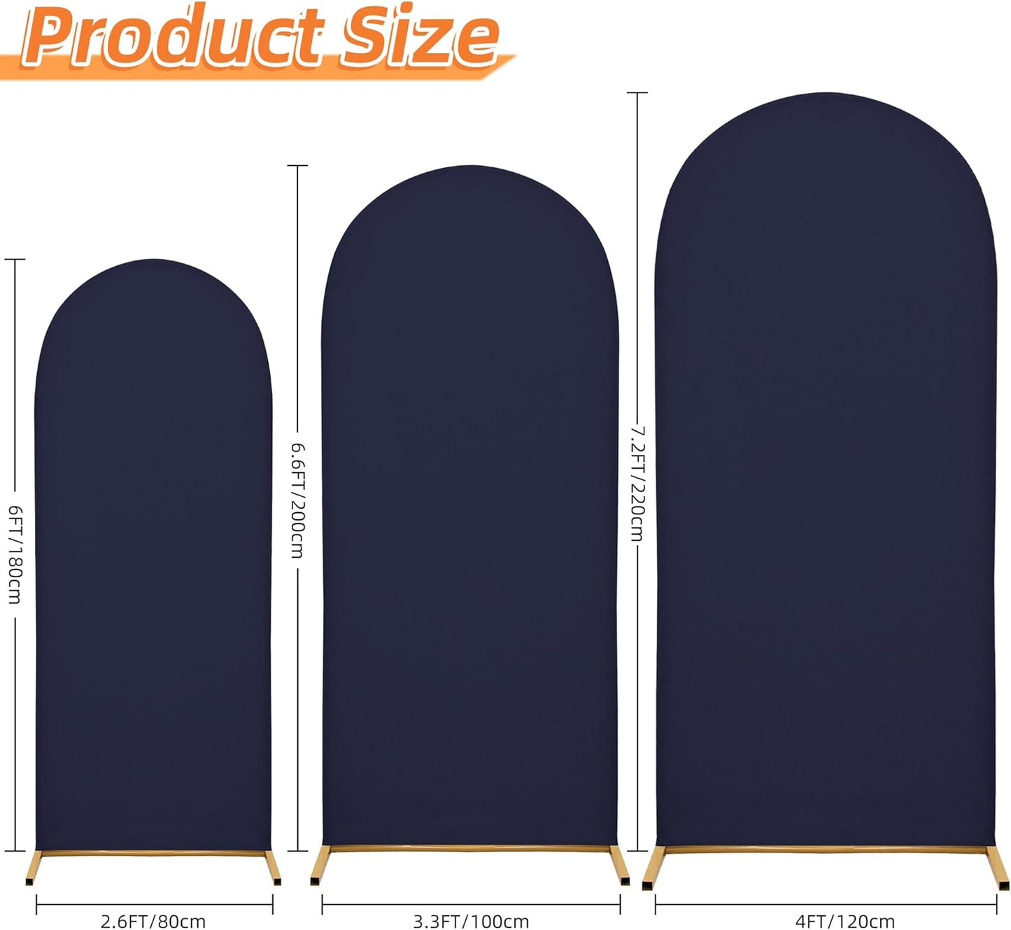 Spandex Arch Cover - 7.2FT Arch Stand Cover - Stretchy Backdrop for Wedding, Birthday, Baby Shower & Banquet - Dark Blue