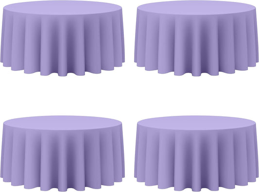 BRILLMAX 4 Pack Lavender Round Tablecloths 132 Inch - Circle Bulk Linen Polyester Fabric Washable Table Cloth Cover for Wedding Reception Banquet Birthday Party Buffet Restaurant
