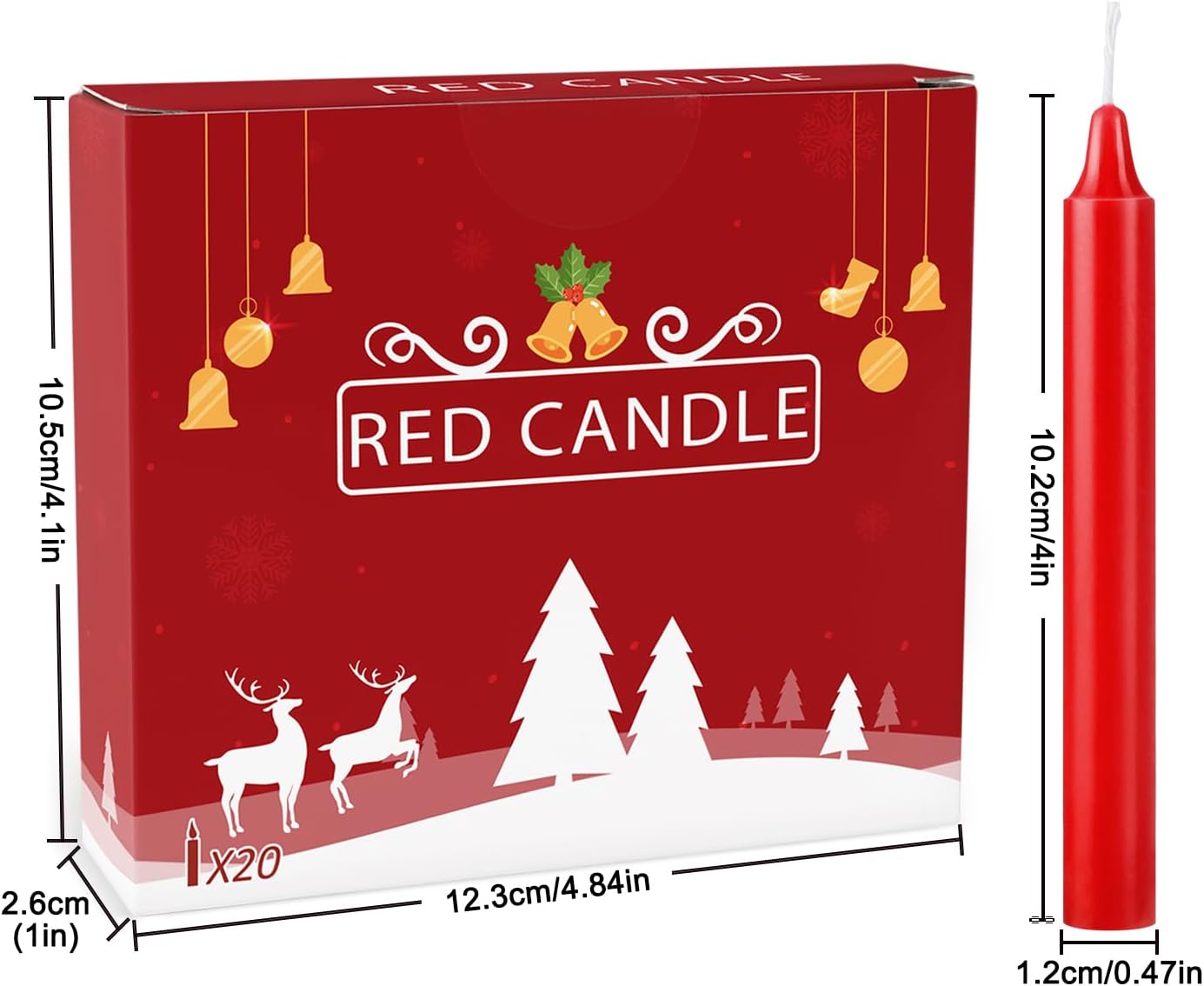 20PCS 4-inch Red Taper Candles for Decorative Use - Perfect for Christmas Events and Celebrations