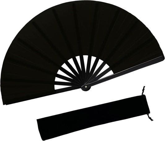 13inch Large Rave Fan Popping Clacking Fans for Line Dancing,Hand Fans for Women Foldable,Boots on The Ground Fan,Portable for Outdoor,Wedding,Party,Decoration (1pcs Black)