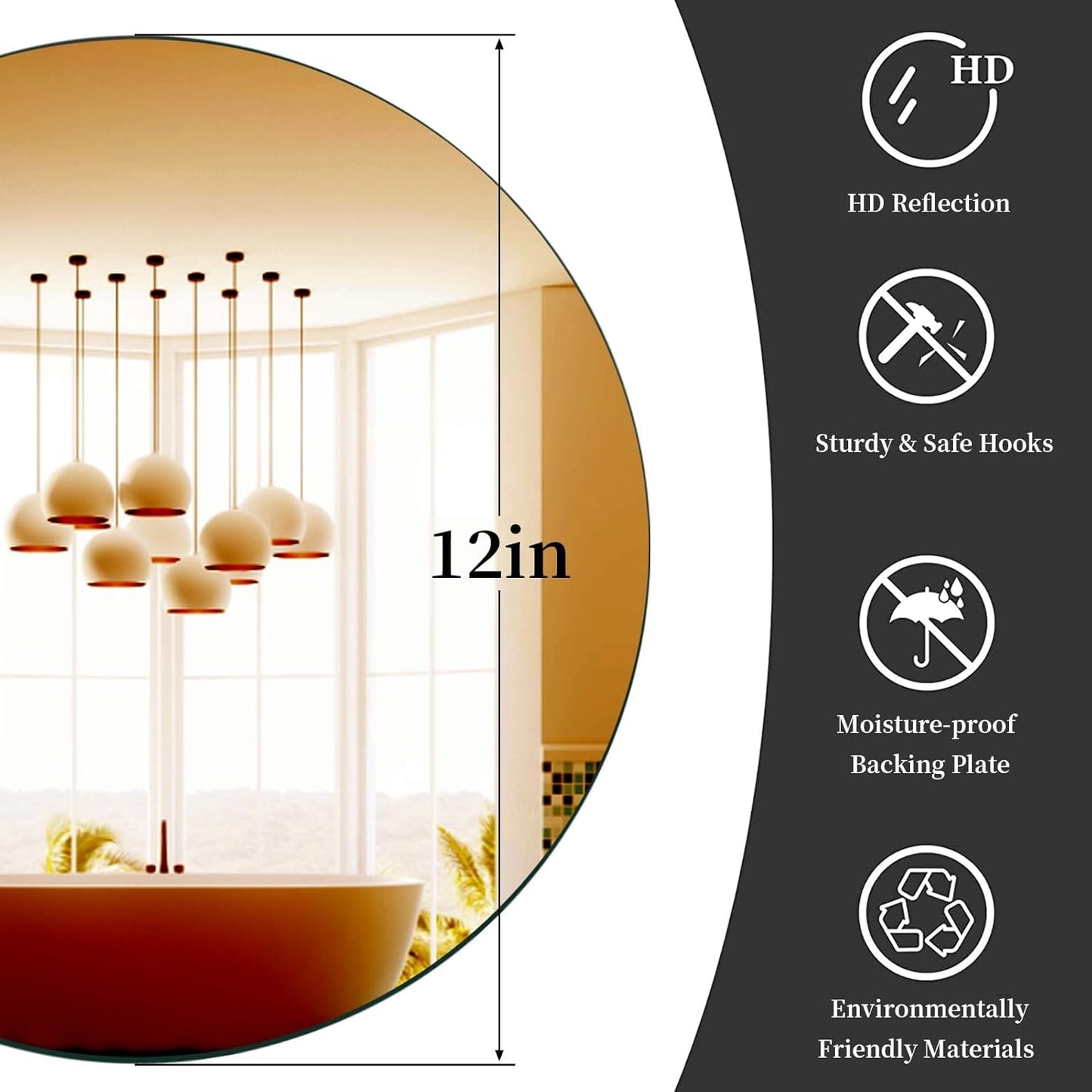 JAMBALAY 12″ Round Mirror Centerpieces for Tables, 12PCS Color Glass Mirror Table Centerpieces, Mirror Plates, Mirror Tray for Wedding, Party Centerpieces and Christmas Decorations, Gold