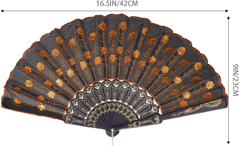 QIRMIZI 10 Pack Fabric Folding Handheld Fans, Perfect for Weddings, Parties, and Dancing,Orange