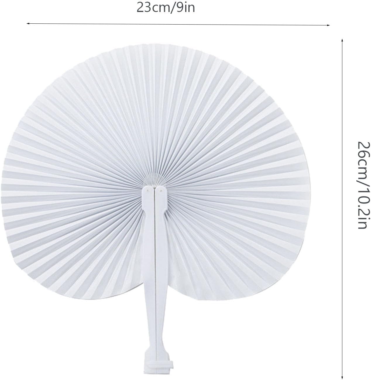 ZWIN 48 Pcs Paper Fans Wedding Paper Fans for Guests Pocket Folding Paper Fans with Plastic Handle White Blank Paper Fans for Guests Celebartion Party Decoration