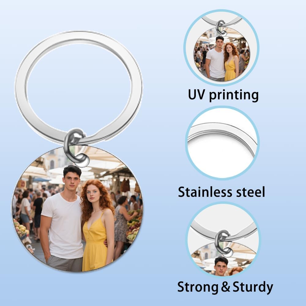 Personalised Keyring with Custom Photo & Text - Gift for Mum, Dad, Him, Her, Grandparents, Family