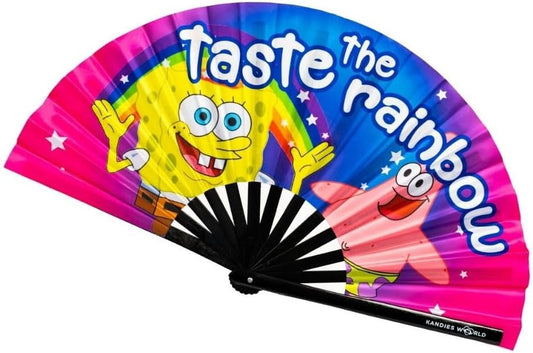 Kandies World UV Reactive Custom Festival Folding Hand Fan - Unique Designs, Made of Bamboo, Clacking Sound, Lightweight - Perfect Rave and Festival Accessory!