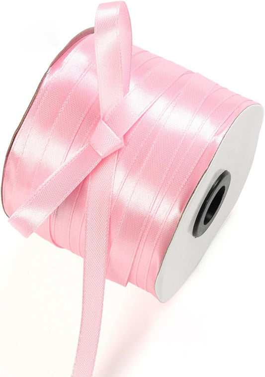 3/8" x 230 Yards Pink Satin Ribbon Single Faced Bulk Fabric Ribbons for Gift Wrapping, Crafting, Scrapbooking, Bows and Card Making