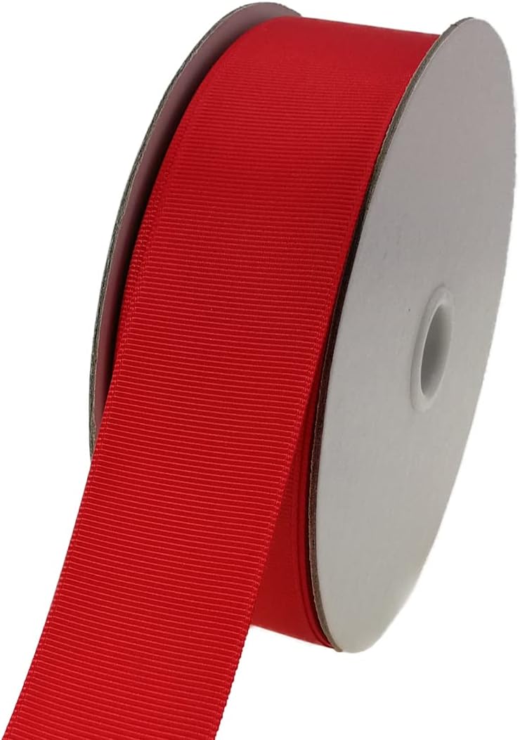 Jesep One Roll 50 Yards Soild Grosgrain Ribbon Boutique Gift Wrapping Package Ribbon, DIY Crafts Bow Hair Headband Accessories Assorted Ribbon#235(1 1/2" 38mm, Red)