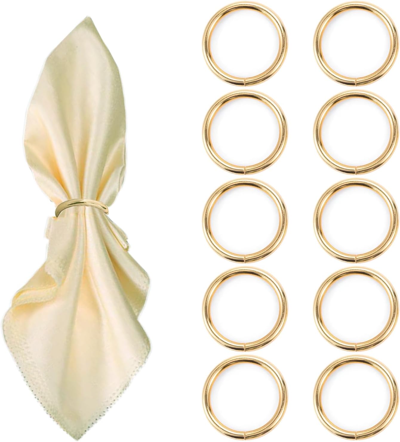 Gold Napkin Rings - 10 Pcs Stainless Steel Napkin Rings,Gold Rotundity Metal Napkin Ring for Table Settings Wedding Christmas Party Dinner Table