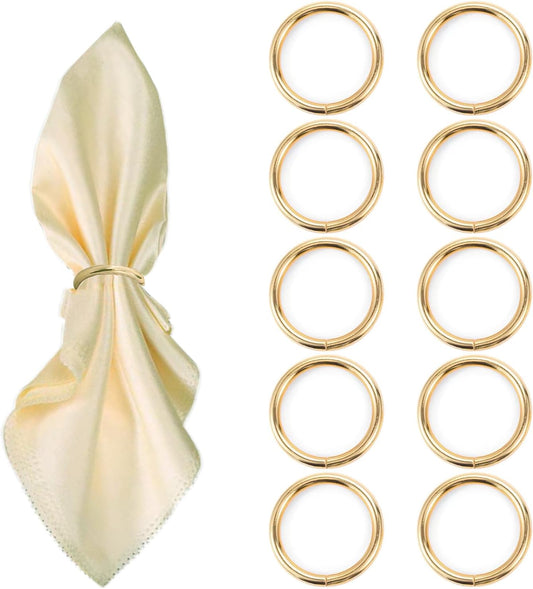 Gold Napkin Rings - 10 Pcs Stainless Steel Napkin Rings,Gold Rotundity Metal Napkin Ring for Table Settings Wedding Christmas Party Dinner Table