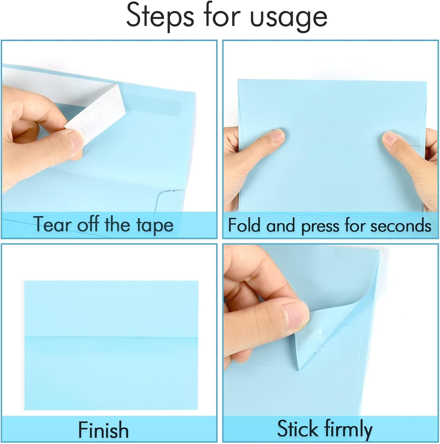 100 Pack A7 Baby Blue Invitation 5x7 Envelopes - Self Seal, Square Flap,Perfect for Baby Shower, 5x7 Cards, Weddings, Birthday, Invitations, Graduation, 5.25 x 7.25 Inches (Baby Blue)