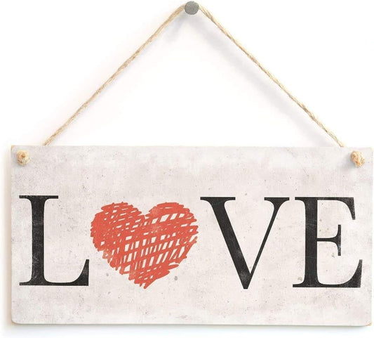 Rustic Wooden Signs Love Romantic Anniversary Valentines Day Wedding Signs Love Heart Design Sign Wall Art Decor Kitchen Cafe Pub Decor Gift 6x12 INCH