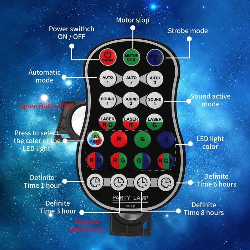 POCOCO Wireless DJ Party Lights - Laser Light Stage Light for Disco Party Birthday Wedding Halloween Christmas Festival