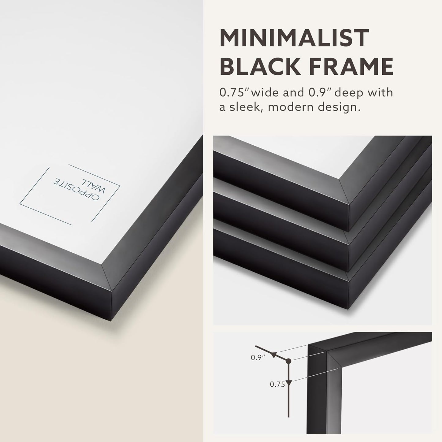 Opposite Wall - 20x28 in, 50x70 cm - Black Picture Frame - Lightweight, Versatile & Shatterproof - Wall Hanging Photo or Poster Frame - Wall Decor for Office, Gallery & Home