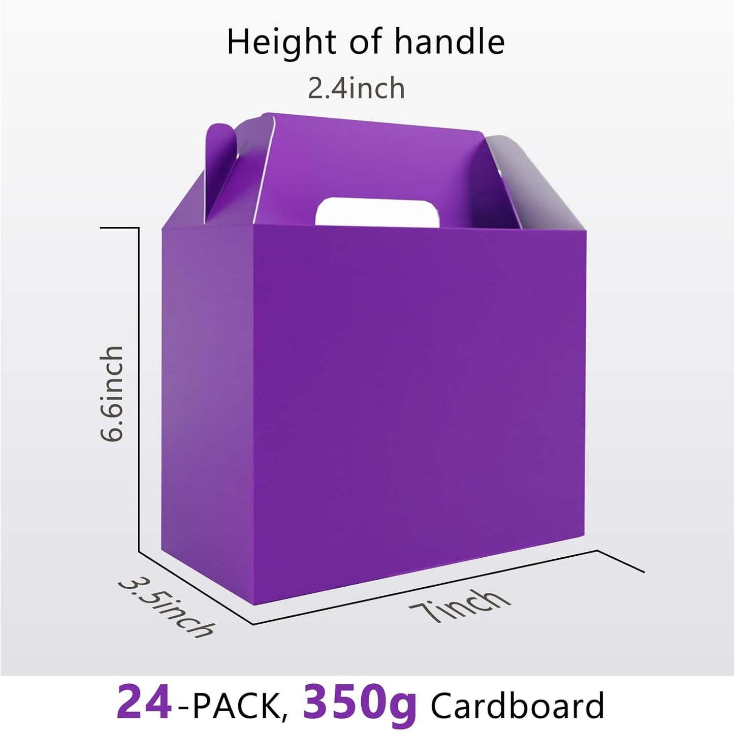 XAGLVV 24Pack Purple Boxes,Party Favor Boxes Packs 7 x3.5x 6.6 Inches, Purple Gift Boxes With Handles, Favor B oxes for Party, Baby Shower, Birthday,Weddings and more.