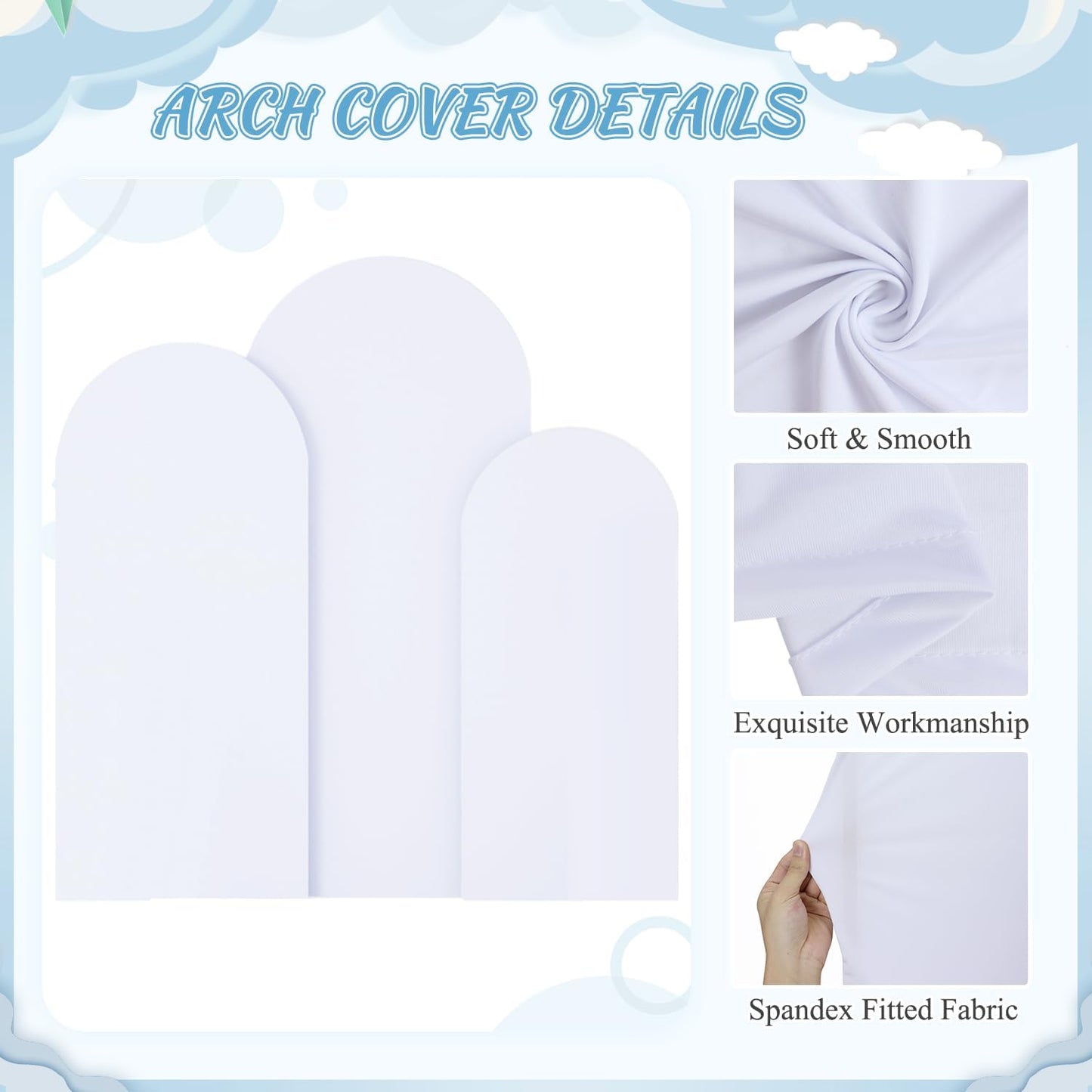 FOTSHARER Arch Stand and Cover Set 7.2FT 6.6FT 6FT Gold Wedding Backdrop Stand White Backdrop Cover for Arch Stand Set of 3 Balloon Arch Stand with Cover for Birthday Party Banquets Baby Showers Decor