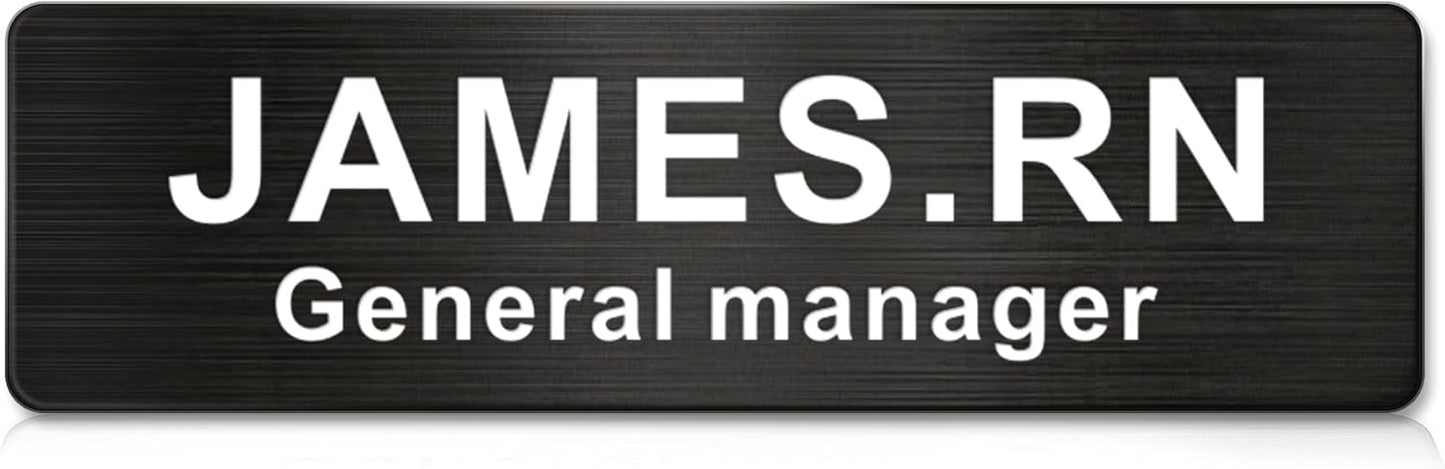 Magnetic Name Tags Personalized - Metal Engravable Name Badges with Pin or Strong Magnetic Backing for Teachers, Kids, Business, 1x3 Inch (Black, Design 1)