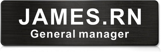 Magnetic Name Tags Personalized - Metal Engravable Name Badges with Pin or Strong Magnetic Backing for Teachers, Kids, Business, 1x3 Inch (Black, Design 1)