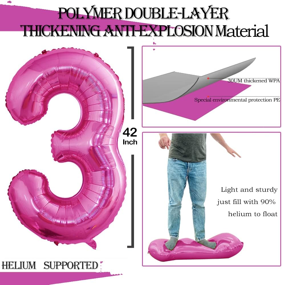 GOER Number 13 Balloons for 13th Birthday Sweet 13 Party Decorations,42 Inch Jumbo Foil Helium 31 Balloons for 31st Birthday Party Decoration (Hot Pink)