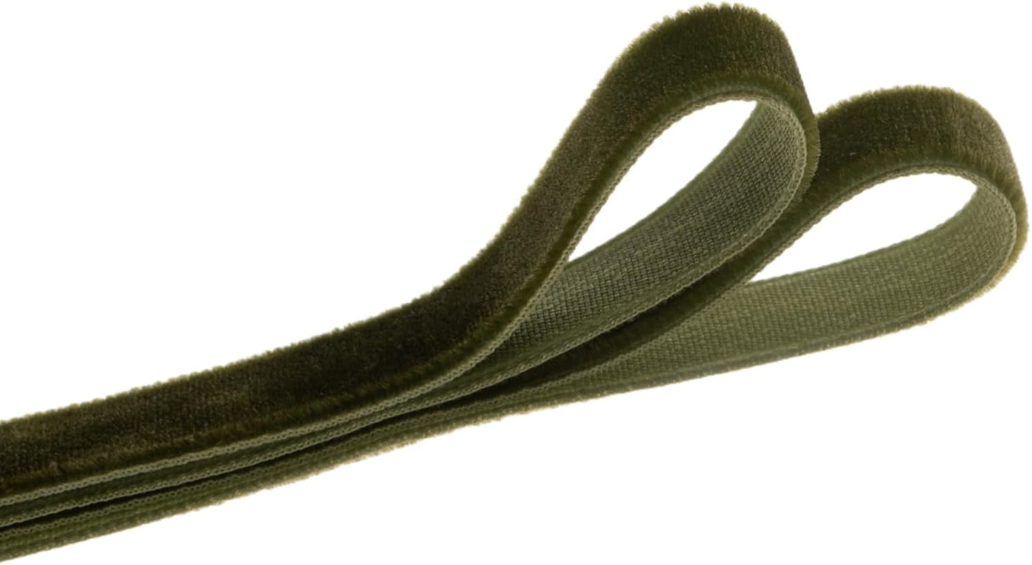 Vintage Moss Green Velvet Ribbon Christmas Ribbon for Gift Wrapping Crafts Christmas Tree Ornaments Garland Decorations, 3/8 Inch X 25Yd