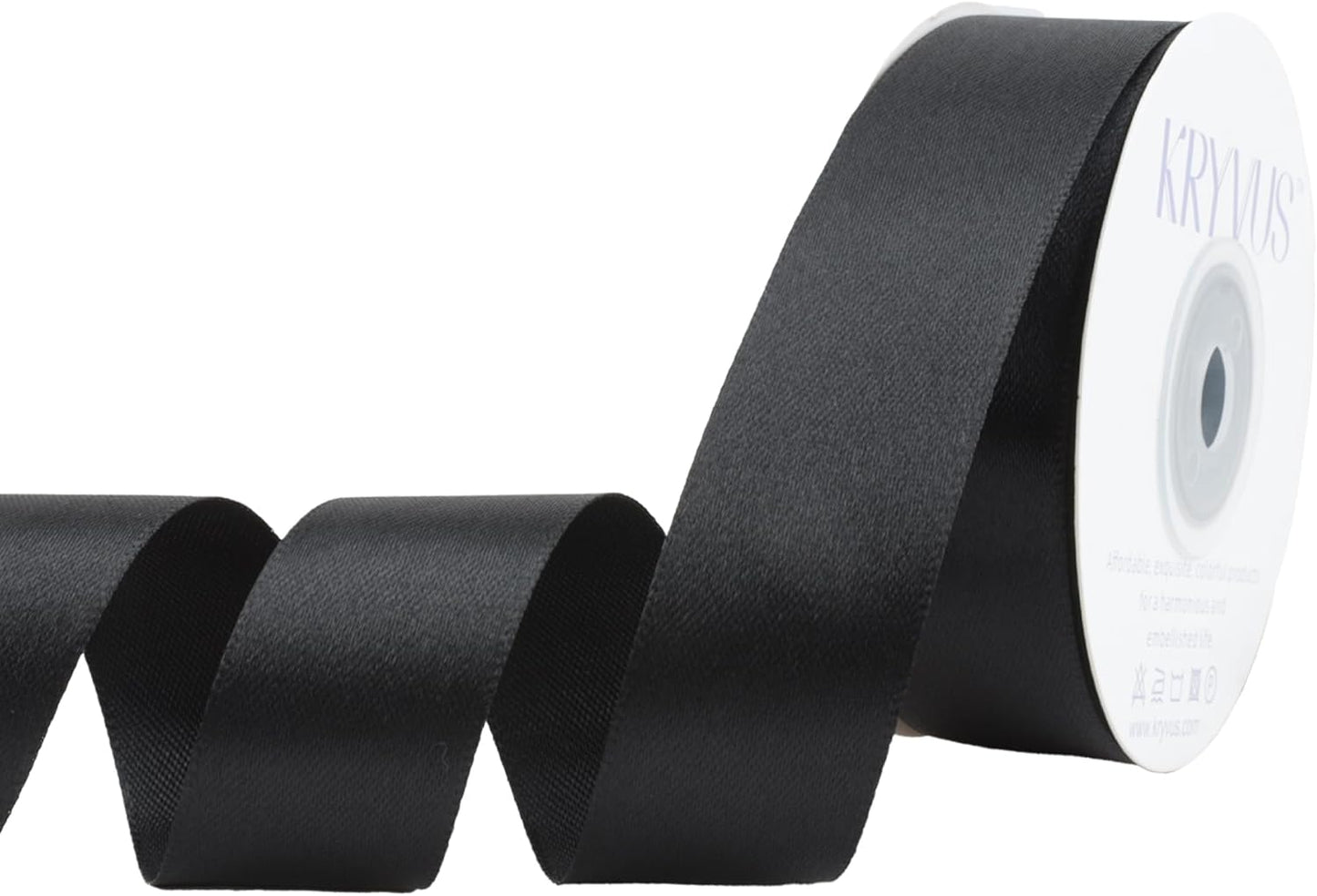 Black Satin Ribbon 1 inch X Continuous 25 Yards, Single Face Polyester Ribbon Perfect for Gift Wrapping, Flower Bouquet, Wedding Decor, Crafts, Bow Making, Sewing and More