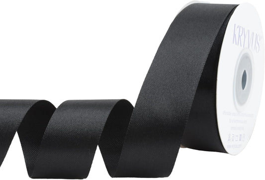 Black Satin Ribbon 1 inch X Continuous 25 Yards, Single Face Polyester Ribbon Perfect for Gift Wrapping, Flower Bouquet, Wedding Decor, Crafts, Bow Making, Sewing and More