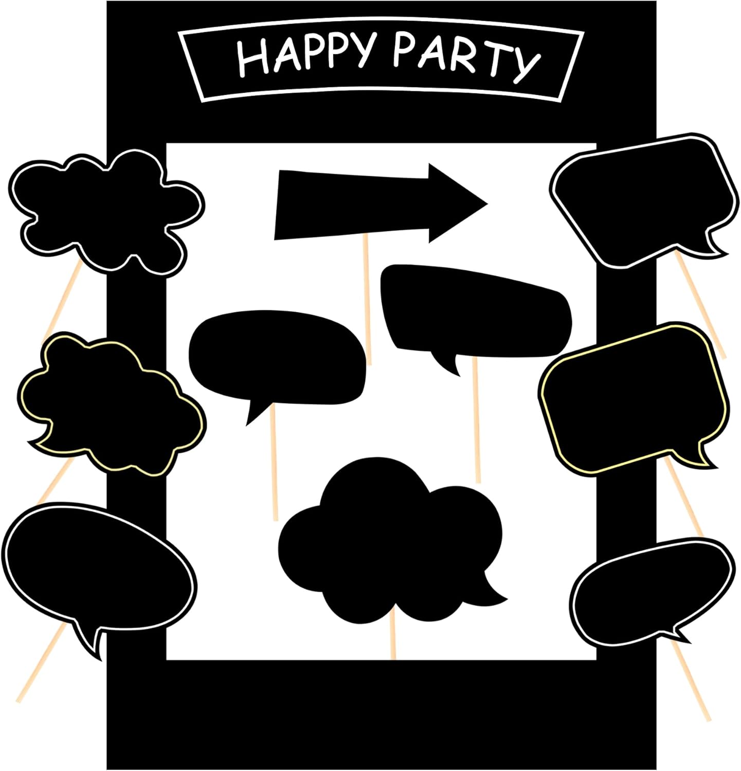 18pcs Blank Photo Booth Props Black Chalkboard Photo Booth Props Frame with Bubble DIY Photo Props for Birthday Wedding Party Supplies(Black)
