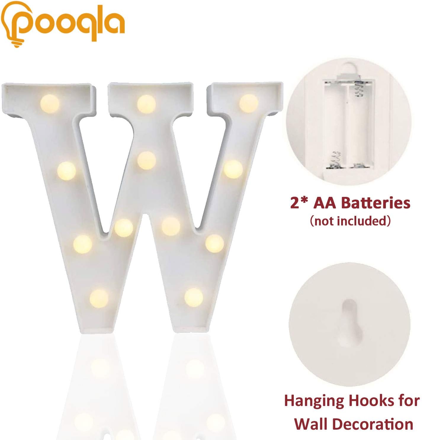 Pooqla LED Marquee Letter Lights Sign, Light Up Alphabet Letter for Home Party Wedding Decoration W