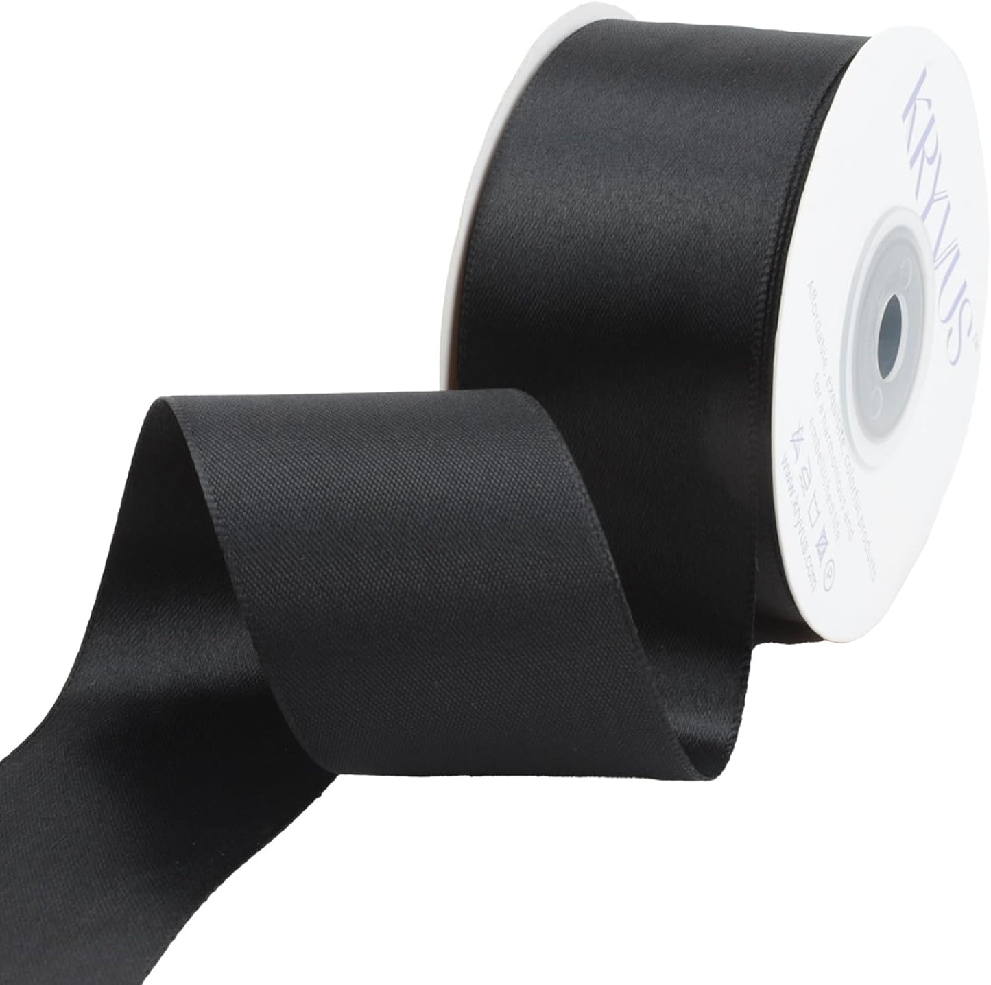Black Satin Ribbon 1-1/2 inch X Continuous 25 Yards, Single Face Polyester Ribbon Perfect for Gift Wrapping, Flower Bouquet, Wedding Decor, Crafts, Bow Making, Sewing and More