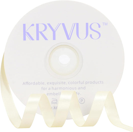 Beige Satin Ribbon 3/8 inch X Continuous 50 Yards, Single Face Polyester Ribbon Perfect for Gift Wrapping, Flower Bouquet, Wedding Decor, Crafts, Bow Making, Sewing and More