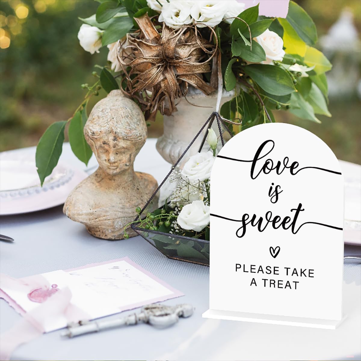 Acrylic Wedding Sign Love is Sweet Sign for Wedding Wedding Signs for Ceremony Modern Calligraphy Arch Acrylic Table Top Sign for Wedding Reception and Event Party Table(white）