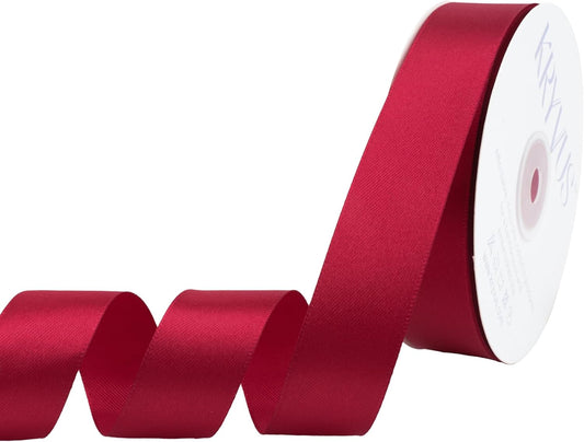 Scarlet Red Satin Ribbon 1 inch X Continuous 50 Yards, Single Face Polyester Ribbon Perfect for Gift Wrapping, Flower Bouquet, Wedding Decor, Crafts, Bow Making, Sewing and More