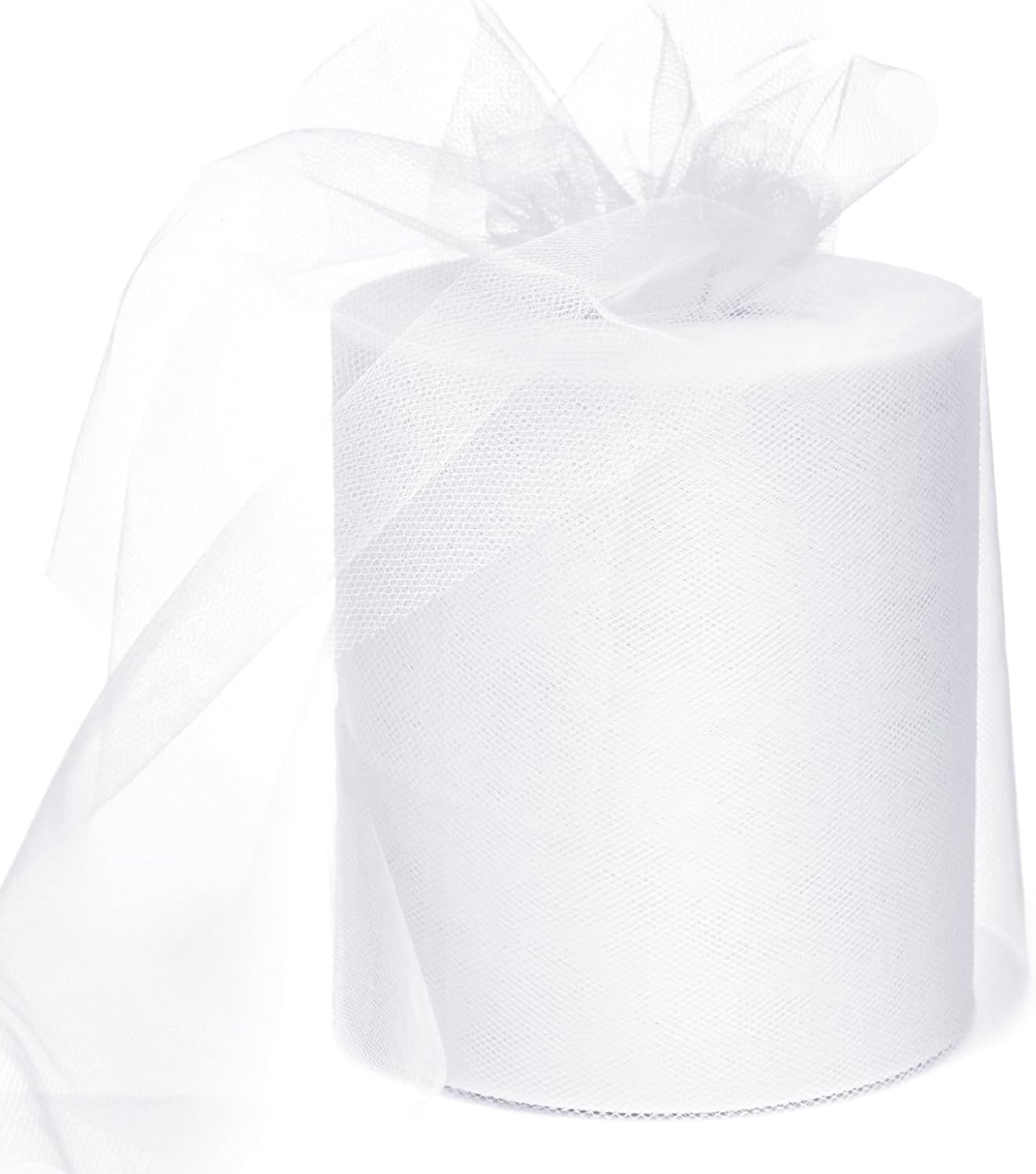 6" x 200 Yards White Tulle Fabric Rolls, White Spool Tulle Ribbon for DIY Tutu Skirt Tulle White Wedding Decoration Baby Shower Birthday Party Backdrop Gift Wrapping Bow Craft Supplies