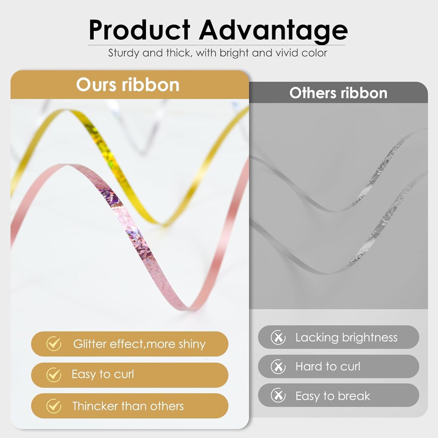 Rose Gold Curling Ribbon - 500 Yard Shiny Metallic Curly Gift Wrapping Ribbon for Florist Flowers